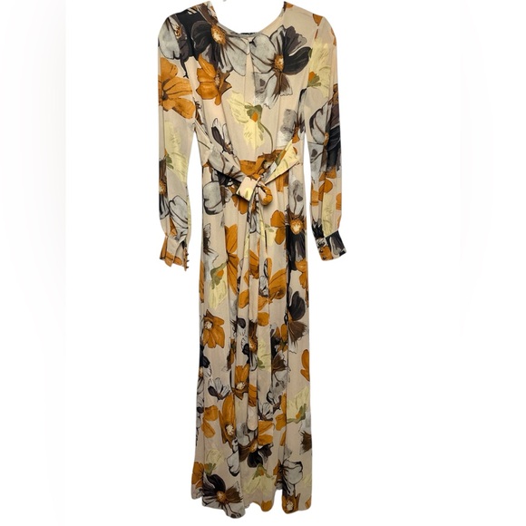 Baltic Born Floral Print Long Sleeve Fully Lined Lydia Maxi Dress Size Medium - Picture 3 of 7